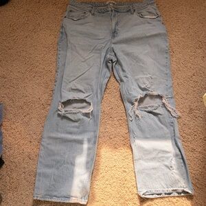 Abercrombie & Fitch Light Blue Straight Leg Distressed Jeans